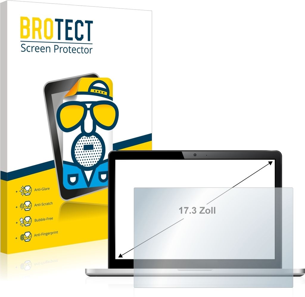 BROTECT Schutzfolie für Notebooks mit 43.9 cm (17.3 Zoll) Displays 383 x 215 mm Displayschutz Displayschutzfolie Folie Matt Entspiegelungsfolie