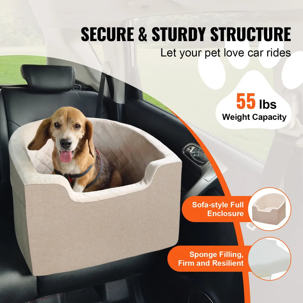 SucceBuy Seggiolino Auto Cane 25kg Impermeabile con Guinzaglio Sicurezza - 2
