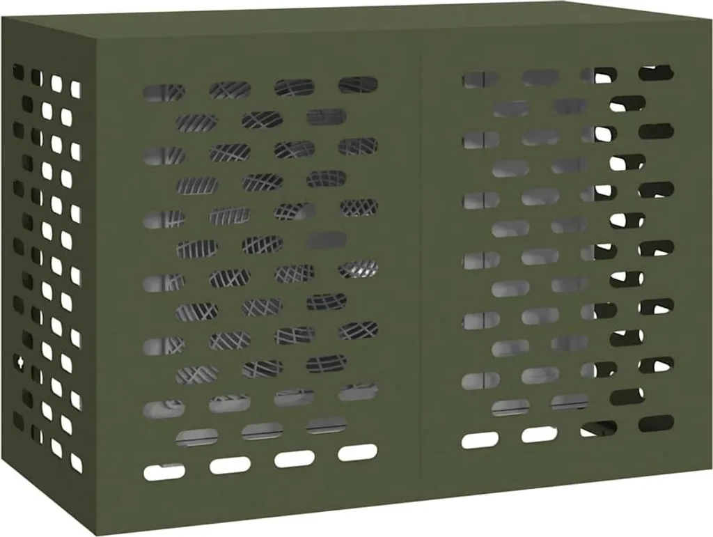Couverture clim en acier vert olive 100x50x70 cm haute résistance UV