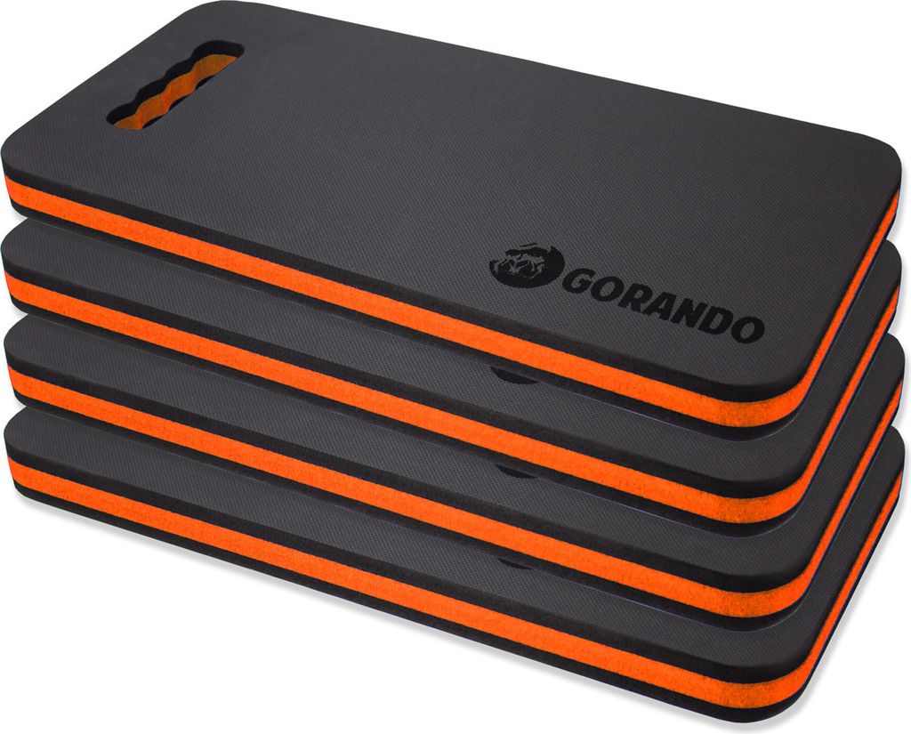GORANDO Premium EVA Kniekissen - 44x22cm - für Garten, Haus, Werkstatt - Kniepad - orange - 4er set