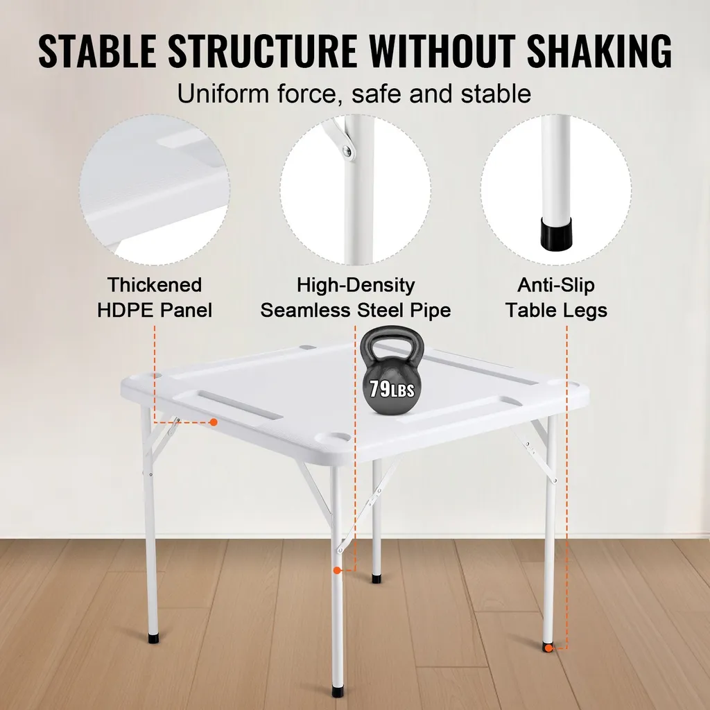 Table de cartes pliable 4 joueurs avec compartiments à jetons intégrés