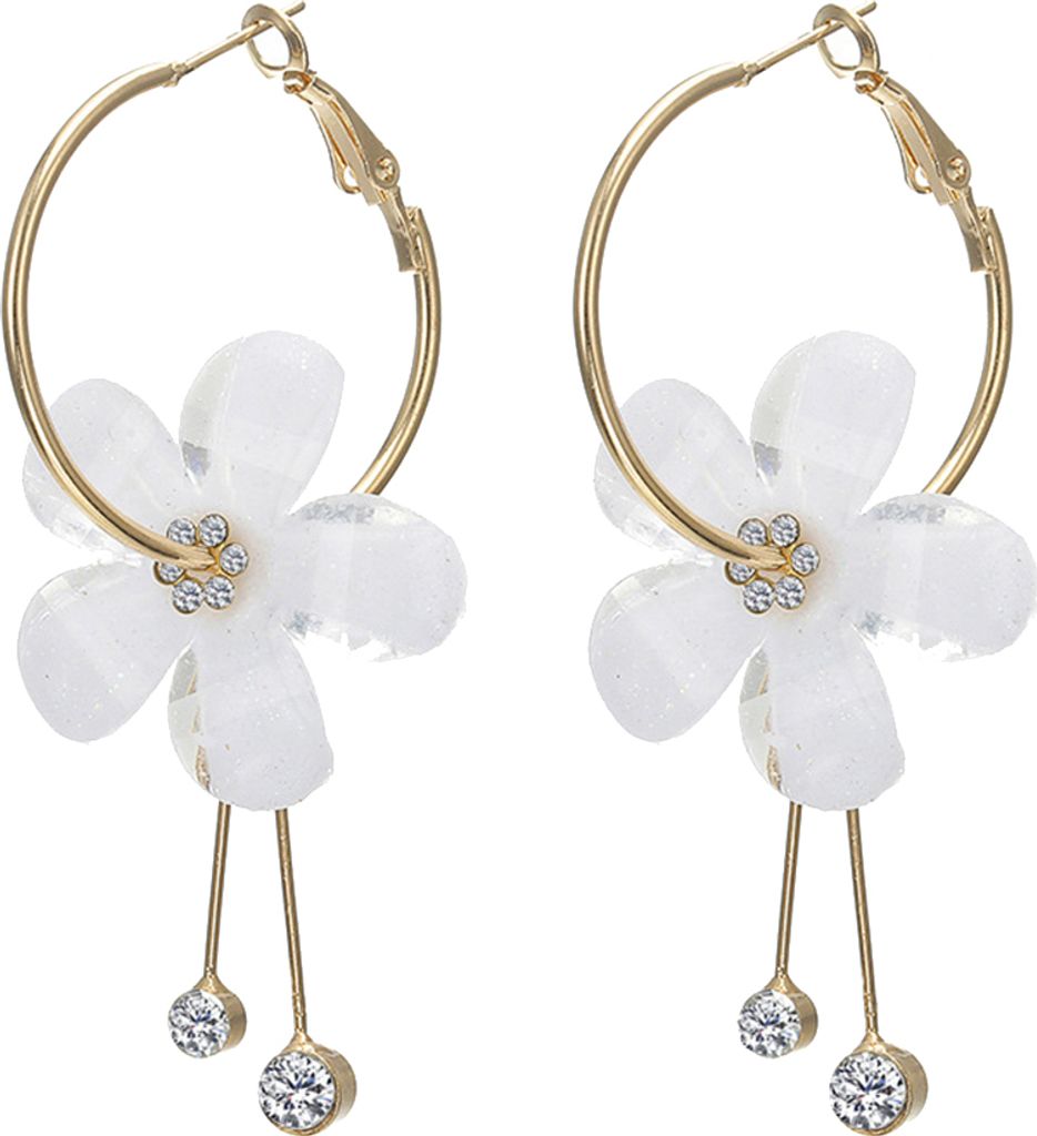 Party Süße Frauen Große Kreis Blume Quaste Strass Creolen Schmuck