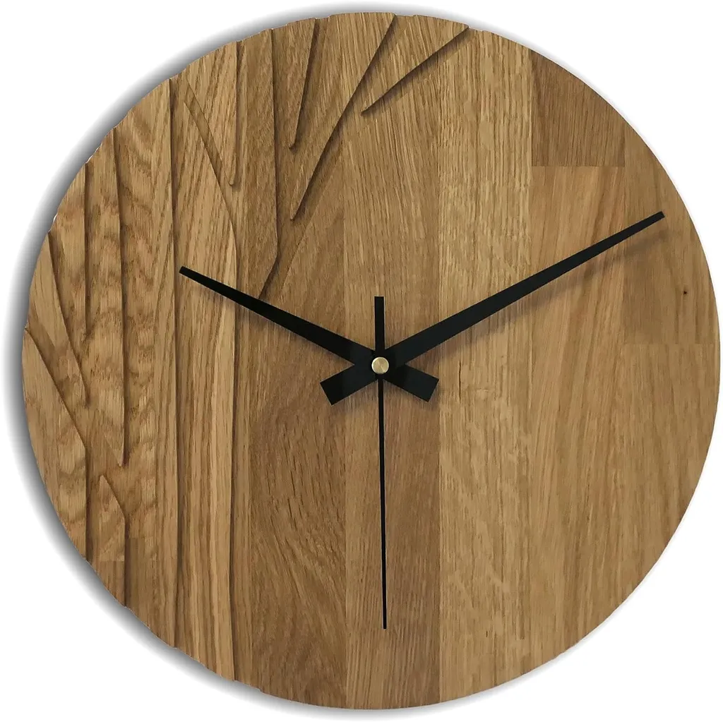 Horloge murale silencieuse en chêne VARNISH 40 cm sans tic-tac gênant