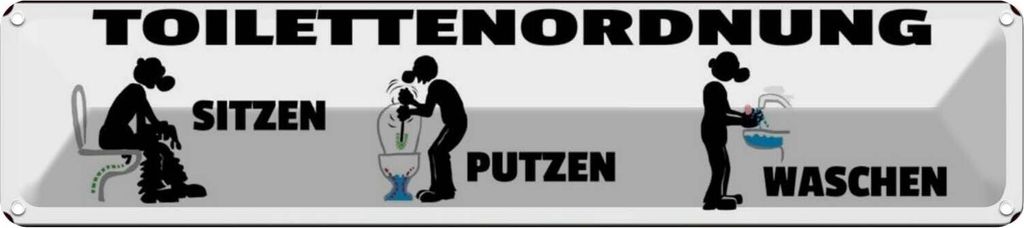 vianmo Blechschild 10x46 cm Toilettenordnung sitzen putzen Warnschild Hinweisschild Sicherheit Vorsicht