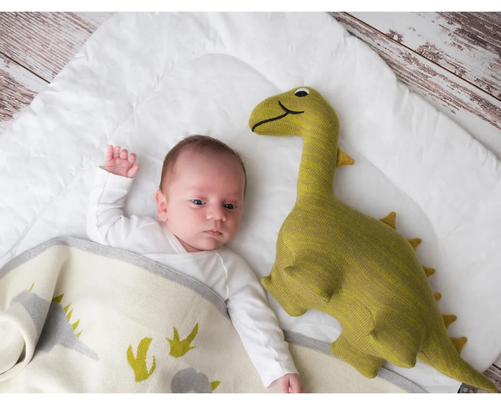 Couverture Bébé Tiny Dinosaures Beige - Douceur et Grand Format - 8
