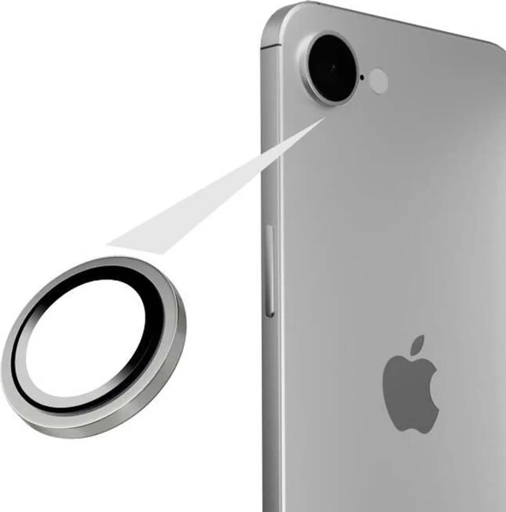 Verre trempé iPhone 16e Fixed Invisible Camera Glass coloris Gris Sidéral