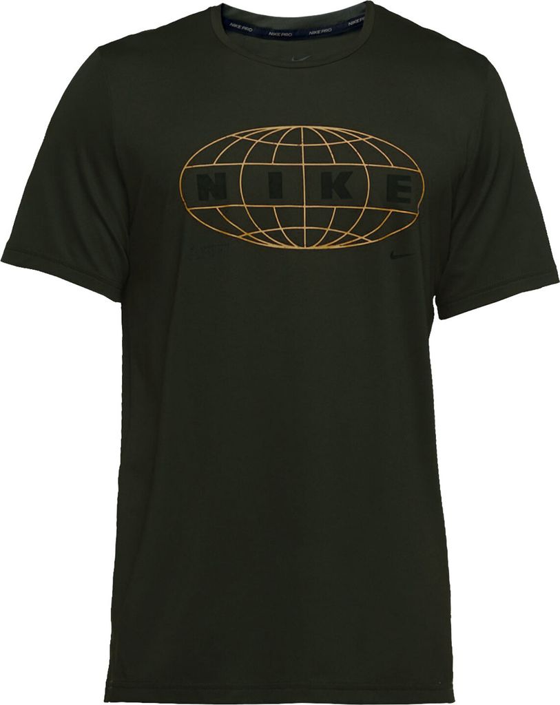 NIKE Herren T-Shirt Sportshirt Laufshirt Entertainment Trainings-T-Shirt Dri-FIT, Farbe:Grün, Artikel:-355 sequoia / black, Größe:XL