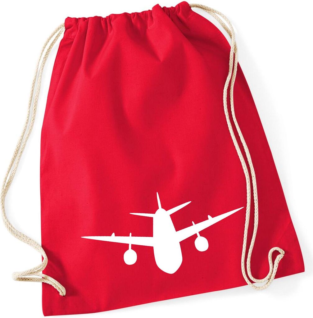 Huuraa Turnbeutel Flugzeug Flieger 12 Liter Classic Red Baumwolle Rucksack Geschenkidee