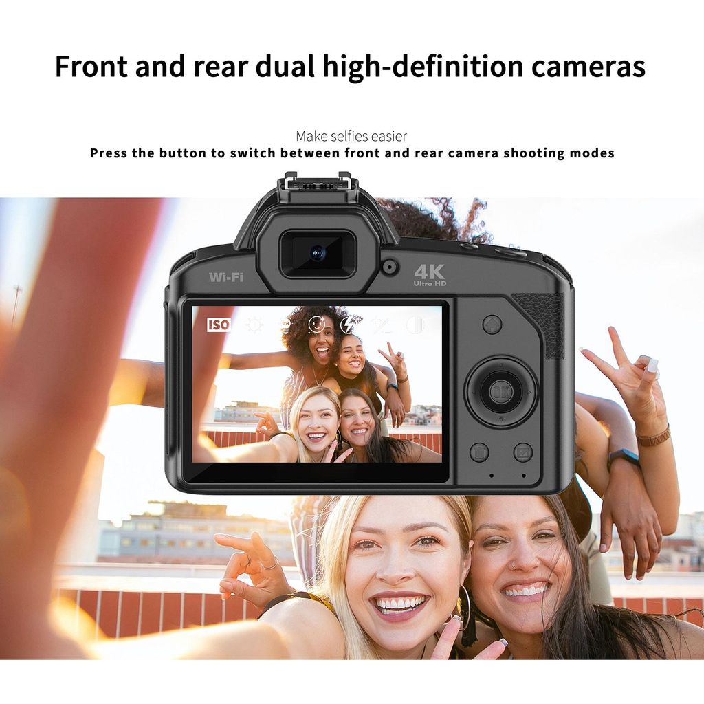 4K digitale camera, WiFi, video, 64 MP, duale lens, 3-inch Productafbeelding 