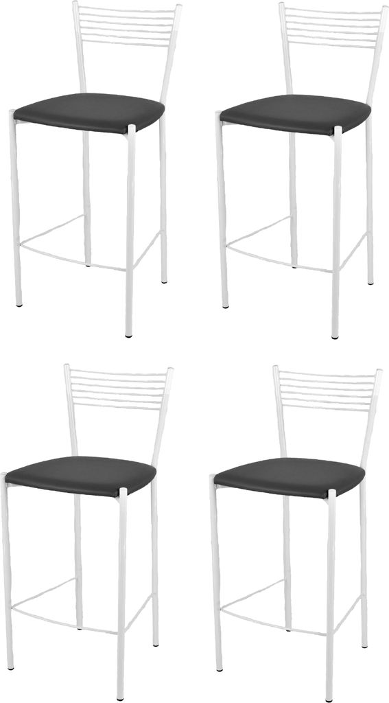t m c s Tommychairs - 4er Set moderne Barhocker ELEGANCE für Küche und Esszimmer, robustes Gestell aus lackiertem Stahl, Farbe Weiß, gepolsterte...