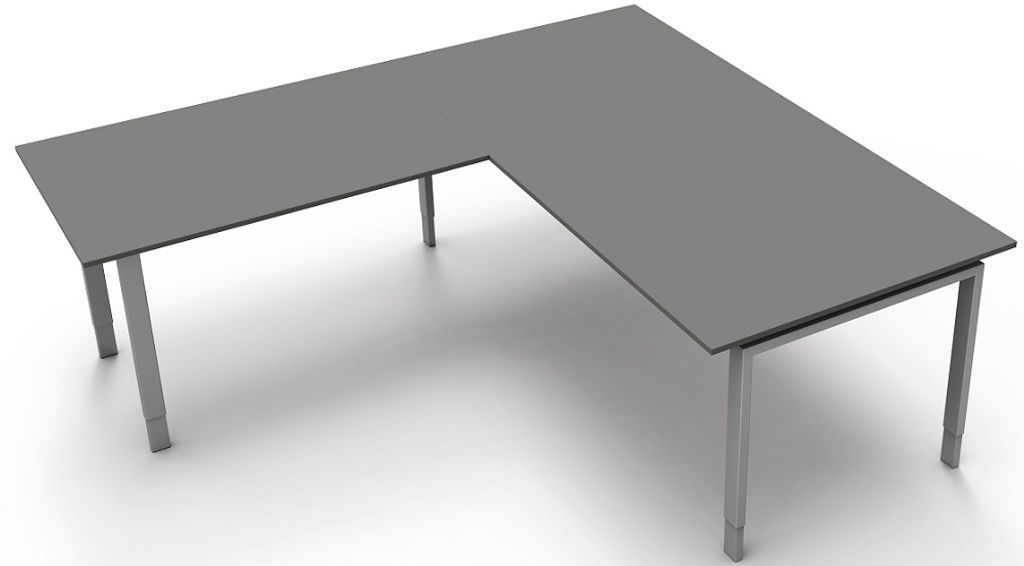 Kerkmann Schreibtisch Besprechungstisch 4170 Form 5 200x100x68-82 cm Vierfuß-Gestell höhenverstellbar mit Anbautisch Grafit