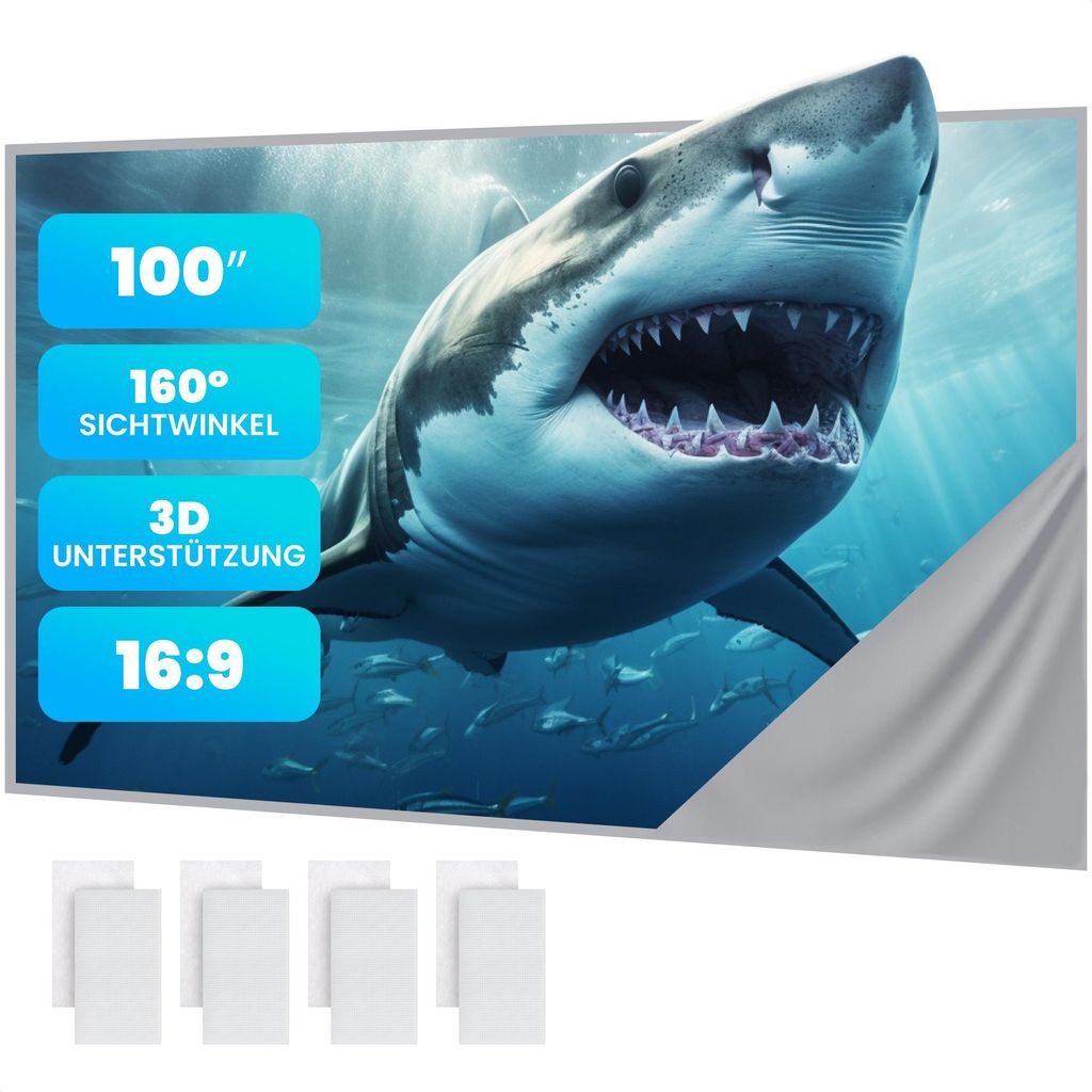 Strex 4K-HD-Heimkinoset Beamer Leinwand - 220x120 cm Produktbild 