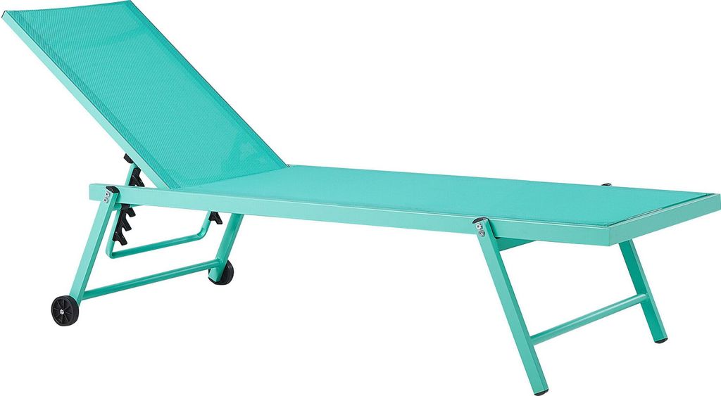 BELIANI Gartenliege Grün mit Rollen Aluminium Mesh verstellbare Rückenlehne modern Garten Terasse Balkon