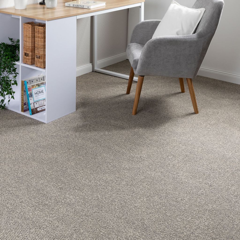 Steffensmeier Teppichboden Rhodos Meterware | Auslegware für Kinderzimmer Wohnzimmer Schlafzimmer | Beige Anthrazit, Größe: 400x300 cm