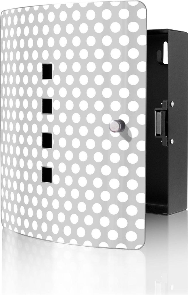 banjado Design Schlüsselkasten aus Edelstahl für 10 Schlüssel, Schlüsselschrank 24 x 21,5 x 7cm groß mit Magnetverschluss, Punkte Grau [BWSK 1...