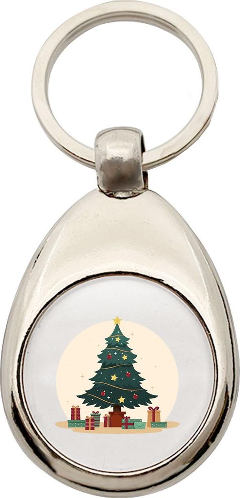 Huuraa Schlüsselanhänger Weihnachtsbaum Tannenbaum Metall Schlüsselring Einkaufswagenchip Geschenkidee