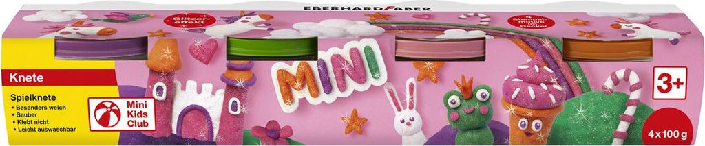 Spielknete - 4er Set Glitzer sortiert. Packung mit 4 Stück