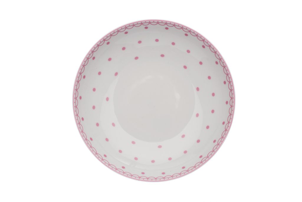 Tom, assiette creuse 20, points roses, porcelaine tchèque, Image du produit 