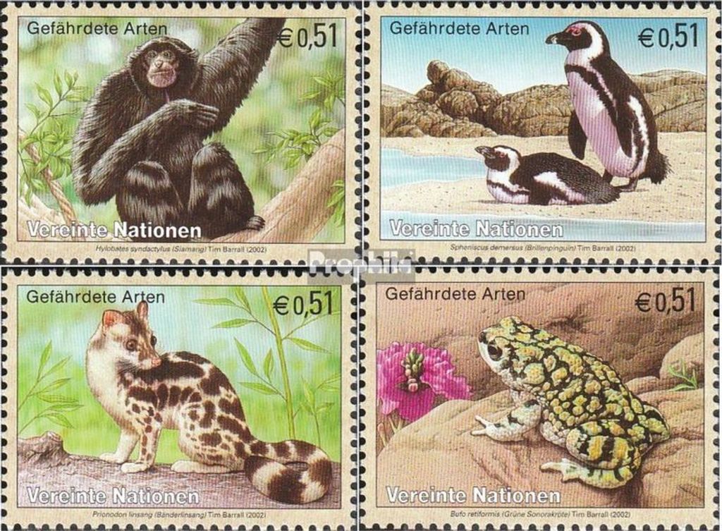 Briefmarken UNO - Wien 2002 Mi 357-360 (kompl.Ausg.) gestempelt Fauna