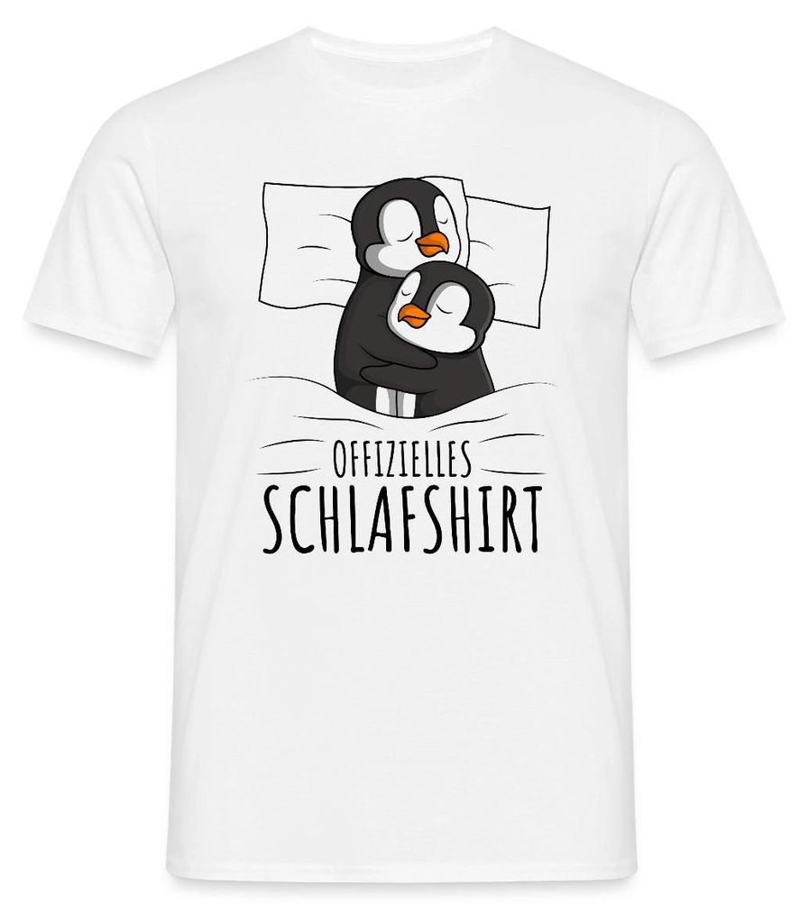 Spreadshirt Offizielles Schlafshirt Pinguin Männer T-Shirt, S, Weiß
