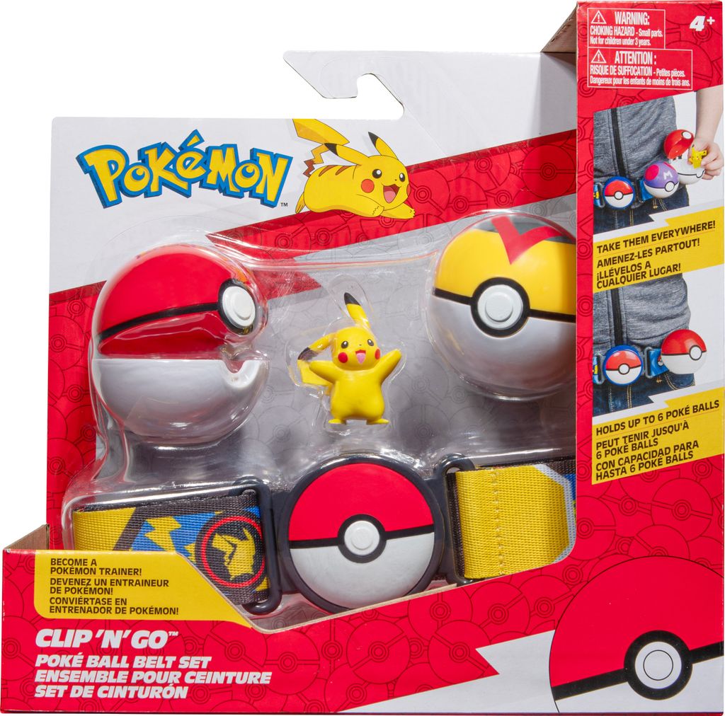 Jazwares Pokemon Clip 'n' Go Poké Ball Gürtel Pikachu Set mit Gürtel
