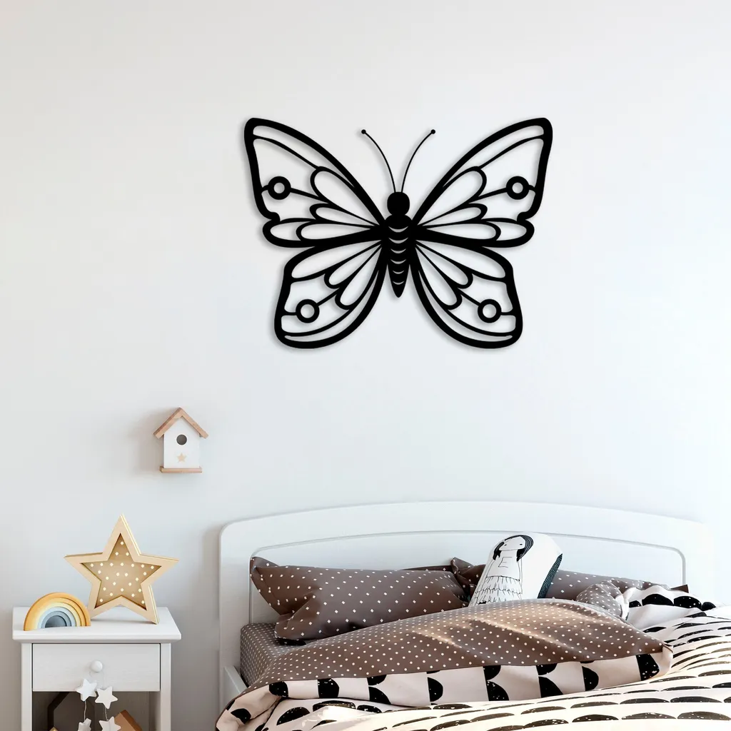 Décoration Murale Papillon en Métal Noir 60x45 cm - Art Mural Design