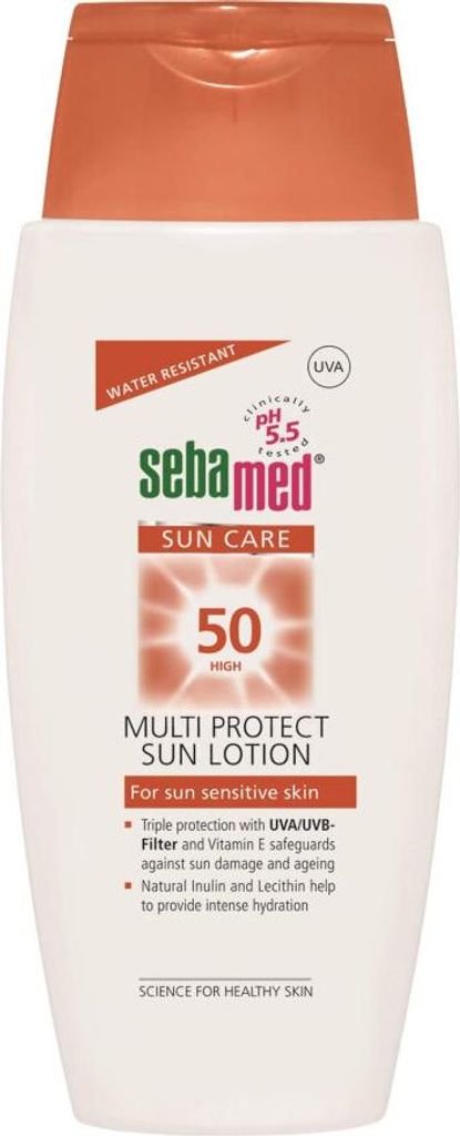 Sebamed Sonnenschutz Lotion 50+, 4-fach Sonnenschutzsystem gegen Sonnenbrand- Lotion LSF 50+