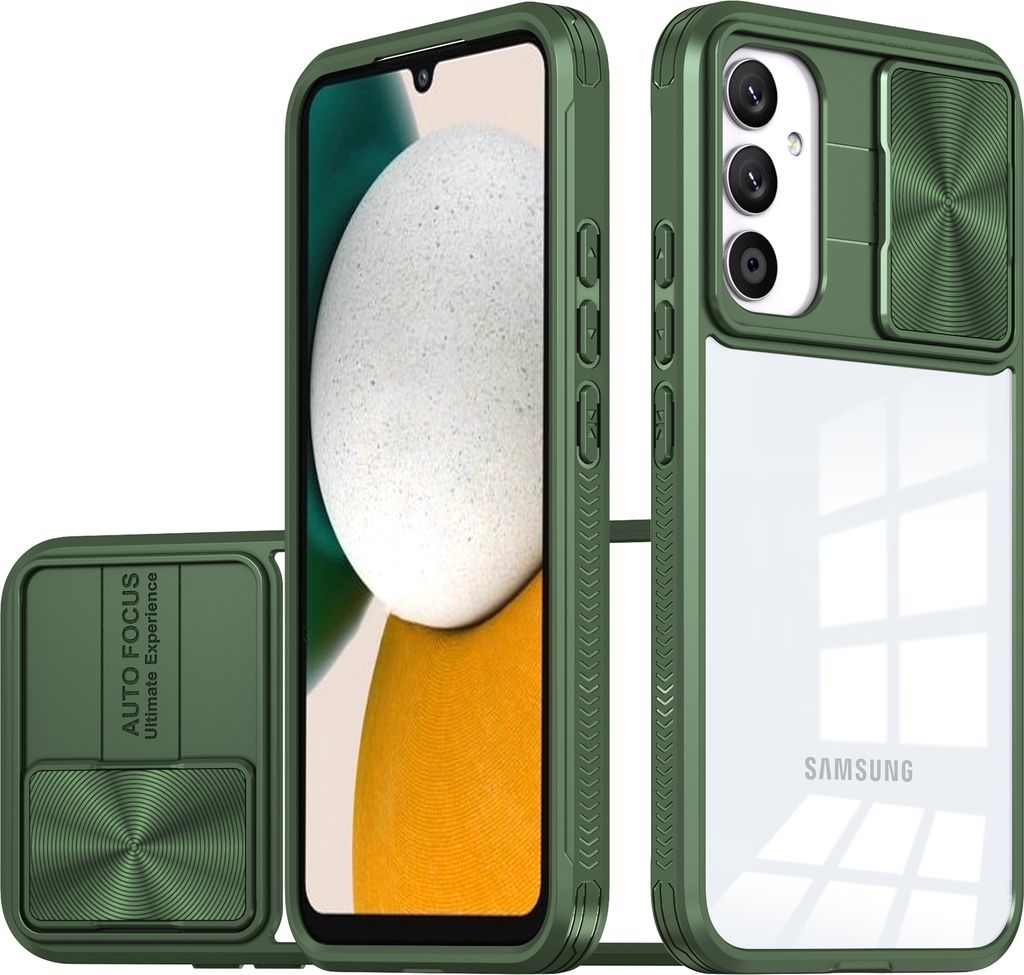 Hülle für Samsung Galaxy A34 Transparent TPU Bumper Schutzhülle mit Schiebe Kamera Schutz Grün