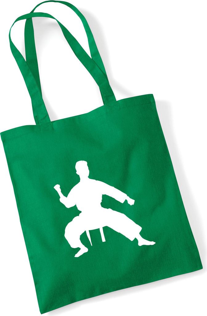 Huuraa Beutel Taekwondo Silhouette Geschenk 10 Liter Kelly Green Baumwolle Taekwondo Präsent
