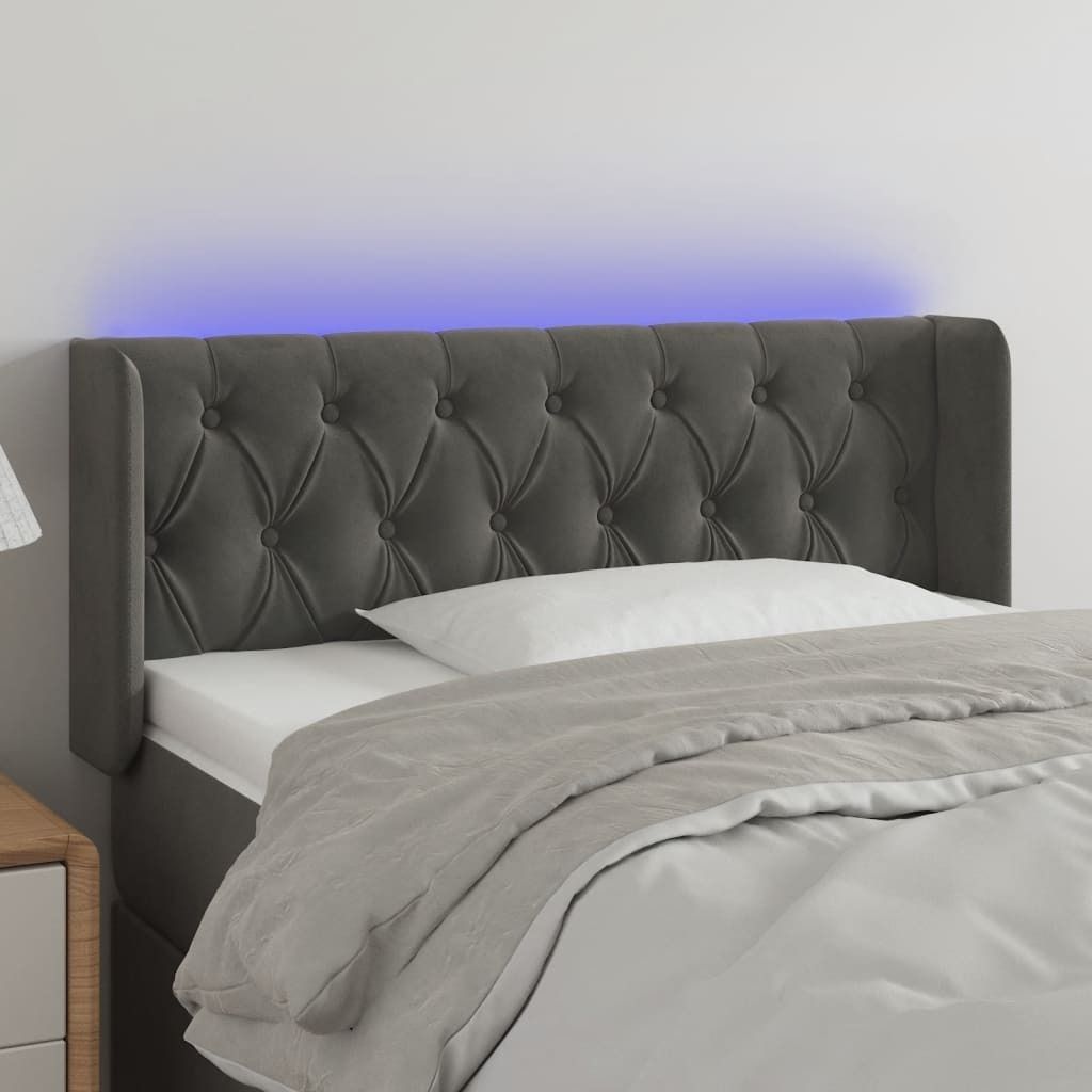 "2026 Promotion" LED Kopfteil - fürs Schlafzimmer - Dunkelgrau 93x16x78/88 cm Samt - Bettkopfteil CC6060