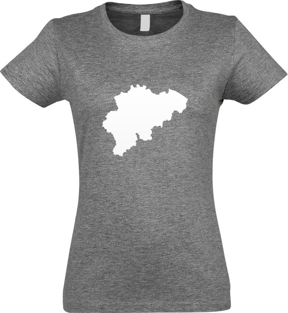 Kiwistar - T-Shirt tailliert - Damen - Graumeliert - Belgien Umriss Kontur - mit Motiv Bedruckt - Funshirt Design - Sport - Freizeit - Damen - L