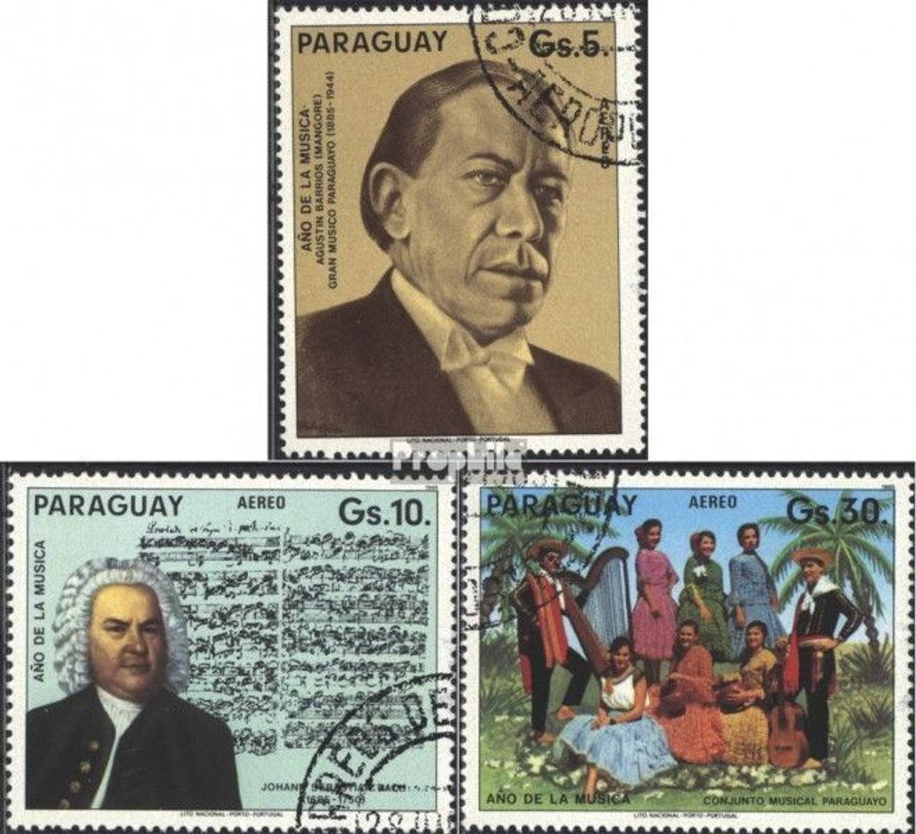 Briefmarken Paraguay 1985 Mi 3860-3862 (kompl.Ausg.) gestempelt Jahr der Musik