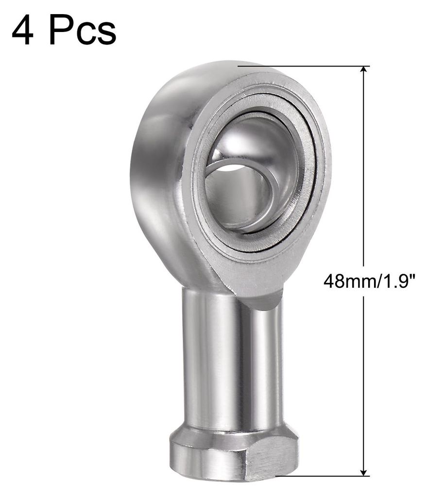 4 Stš¹ck SSI8T/K weibliches Gelenkkopf-Lager mit M8 Bohrung und M8x1.25 Rechtsgewinde, Gelenkkopf-Lager aus Edelstahl, inklusive Kontermuttern