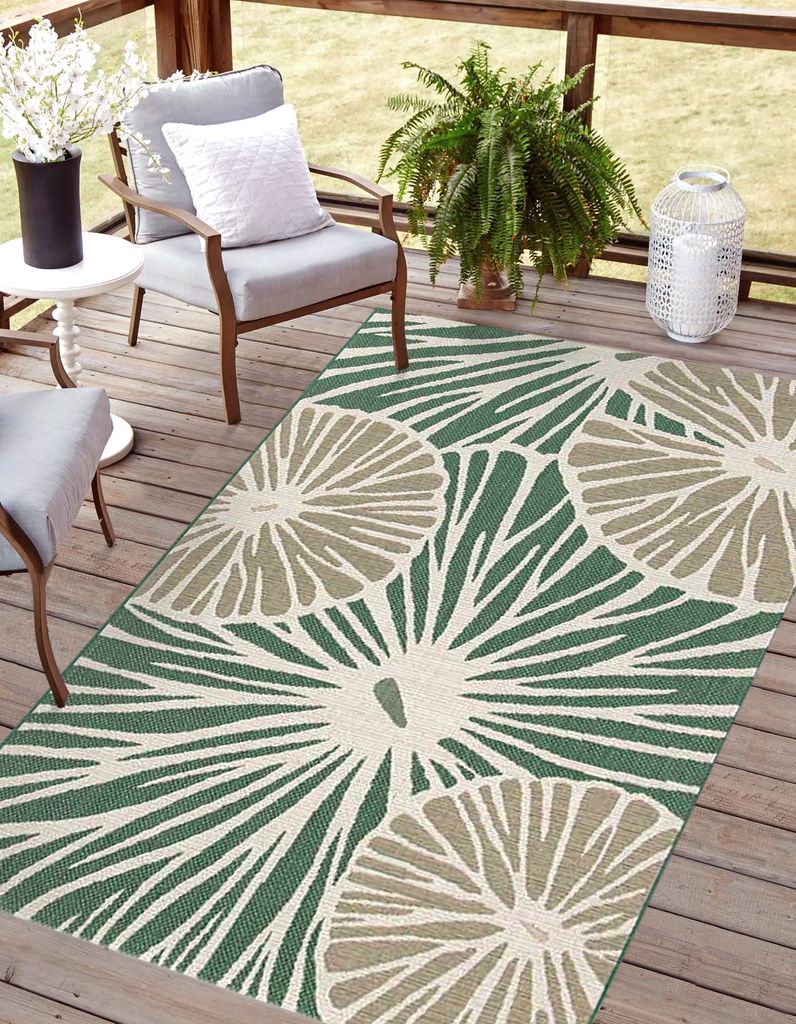 In- und Outdoor Teppich, Flachgewebe für Terrasse, Balkon, Garten, LOTUS, Mehrfarbig 80x150cm