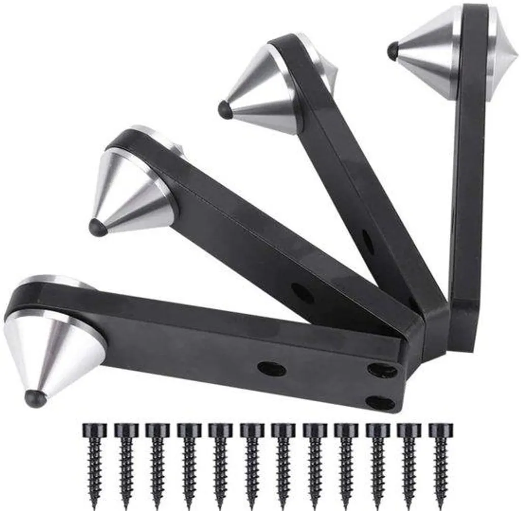 Pointes de découplage pour enceintes Hi-Fi en aluminium noir - Lot de 4