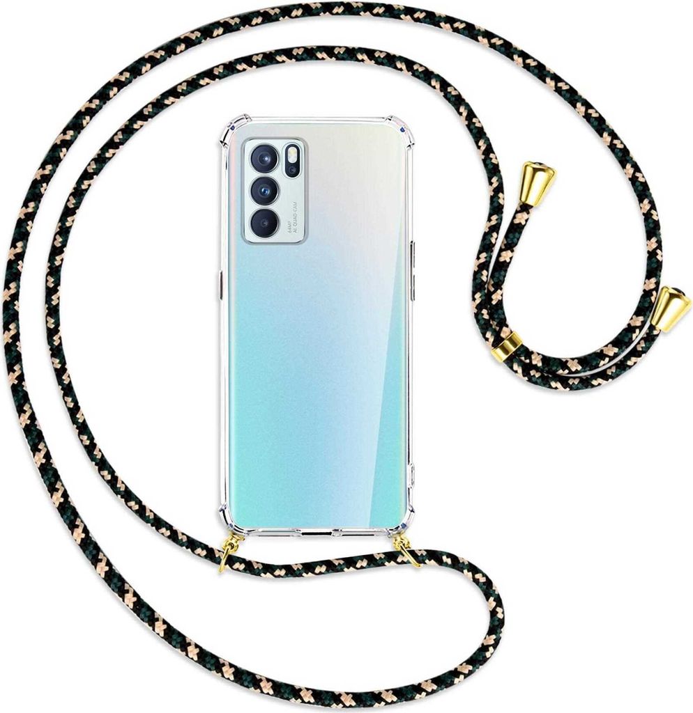 Handykette Backcover-Schutzhülle mit Band (Metall goldfarben) für Oppo Reno6 Pro Plus 5G (PENM00) - camouflage