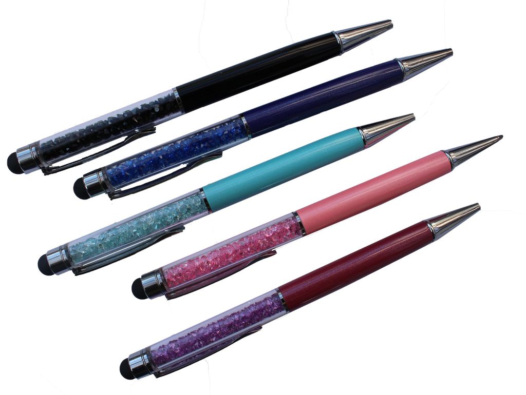 5x Eingabestift Kugelschreiber Touch Pen Tablet Handy Display Stylus Glitzer, Farbe:Dunkel-Blau