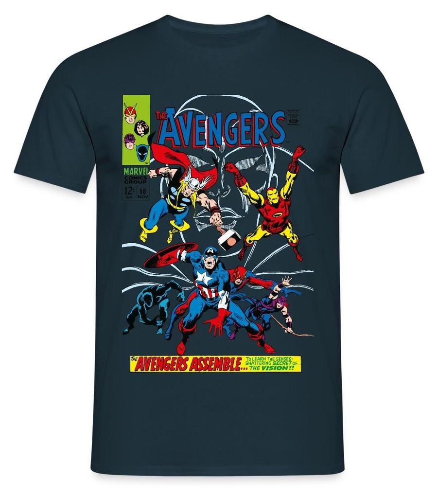 Spreadshirt Avengers Comic Superhelden Assemble Männer T-Shirt, 4XL, Navy