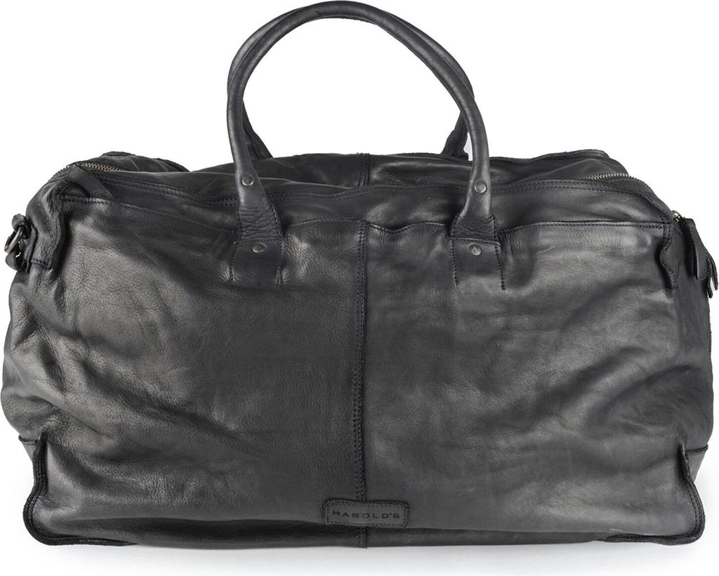HAROLD'S Leder Reisetasche Submarine Travelbag Black schwarz