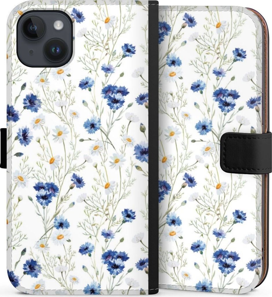 DeinDesign Klapphülle für Apple iPhone 14 Plus Handytasche Lederhülle Tasche Blume Blumen Muster