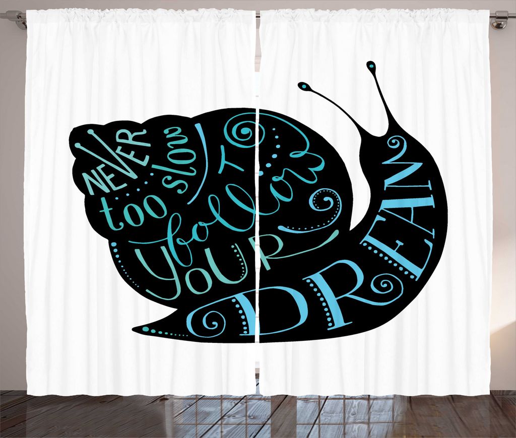 ABAKUHAUS Schnecke Rustikaler Vorhang, Langsam Tier Pursuit Träume, Wohnzimmer Universalband Gardinen mit Schlaufen und Haken, 280 x 225 cm, Aqua ...