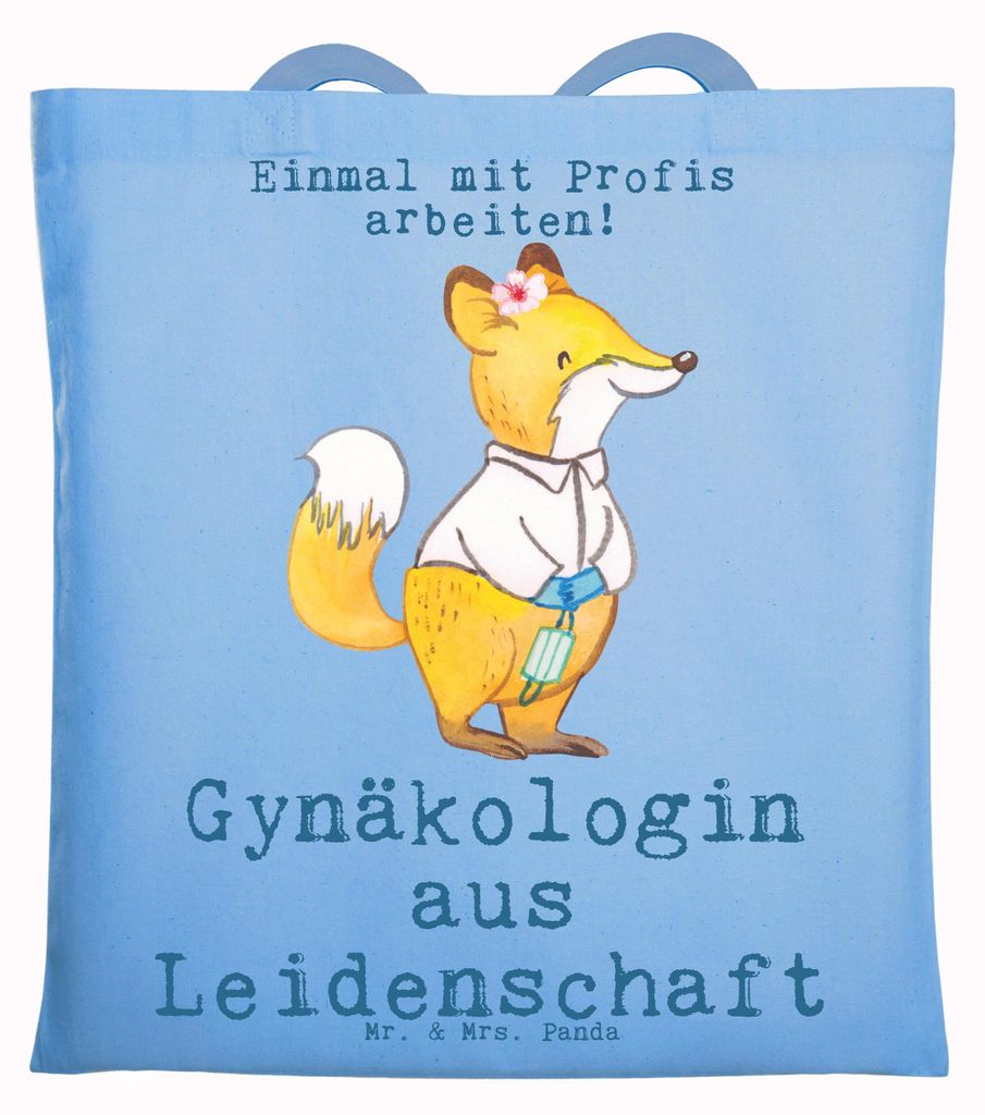Mr. & Mrs. Panda Shopping Tasche Gynäkologin Leidenschaft - Sky Blue - Geschenk, Tote Bag, Spruch, Lustig, Büchertasche, Jutebeutel, Frauenarzt n...