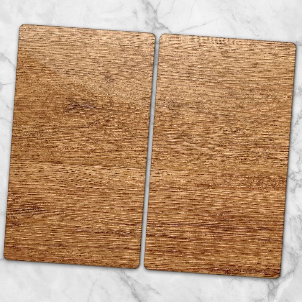 Glas-Herdabdeckplatten Glaskeramikkochfeld-Abdeckung Spritzschutz Glas 2x30x52 cm - Holzbrett