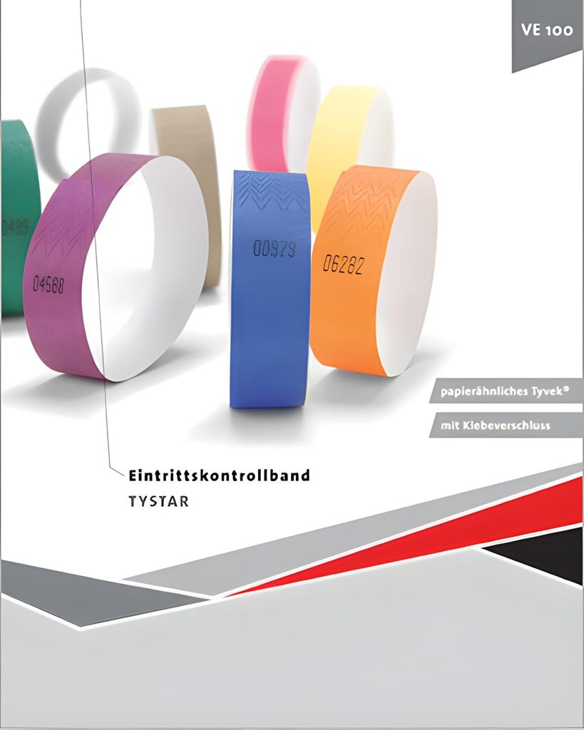 Eintrittsband rot 25cm x 20mm, 100 Stück Produktbild 
