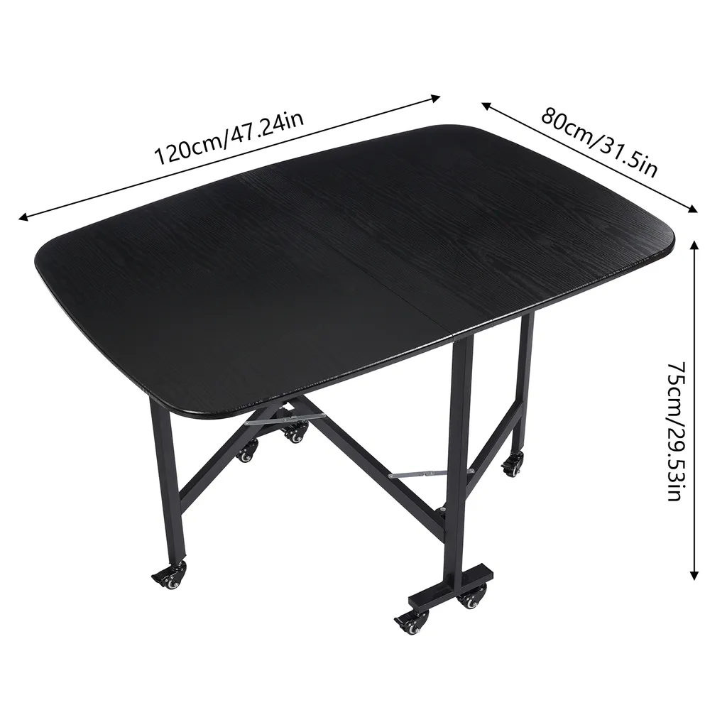 Table à manger pliable gain de place avec roulettes pour petit espace
