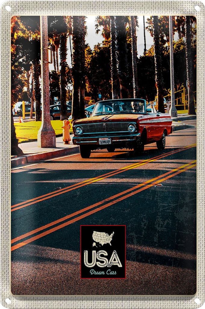 Blechschild Reise 40x30cm Amerika Oldtimer Straße Caprio rot
