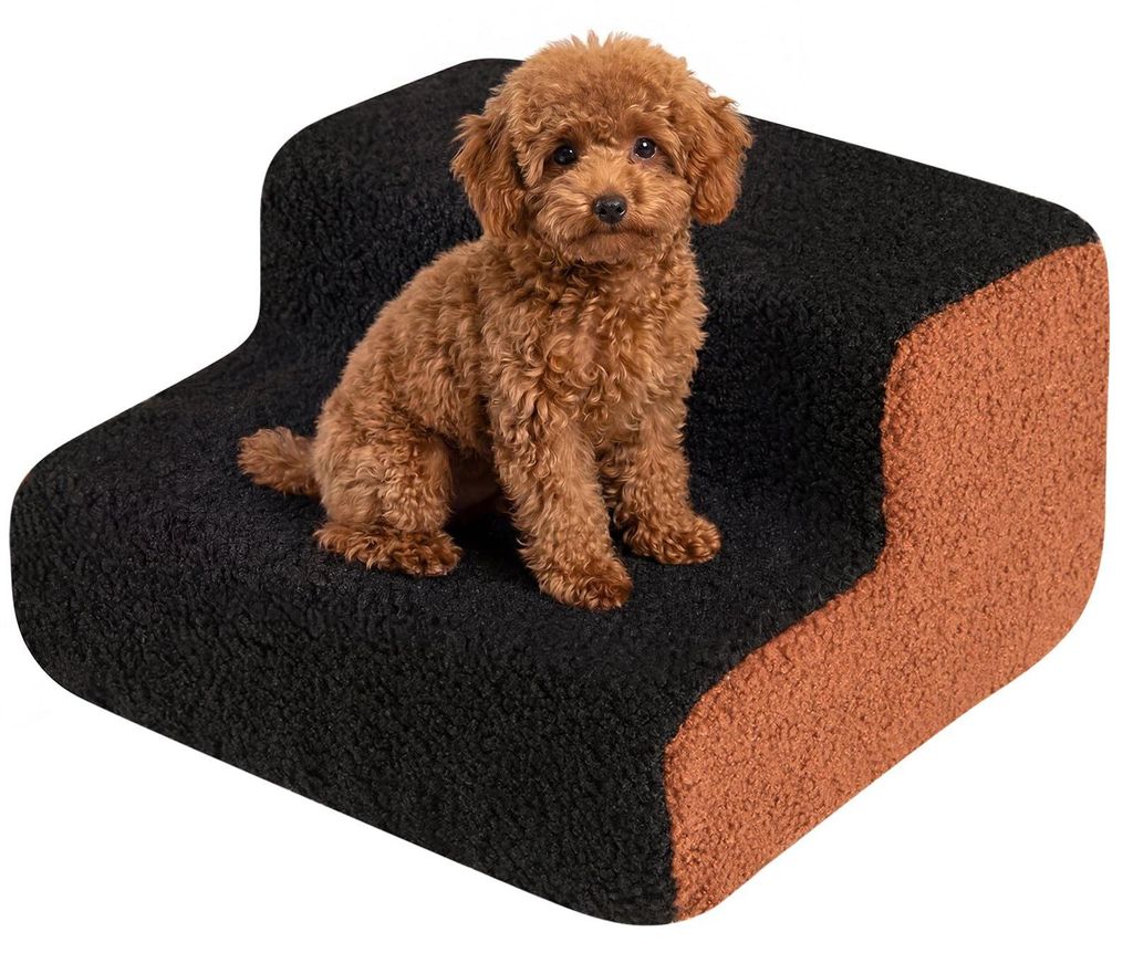 Een tweetraps opstap voor honden, met een wasbare bekleding Productafbeelding 