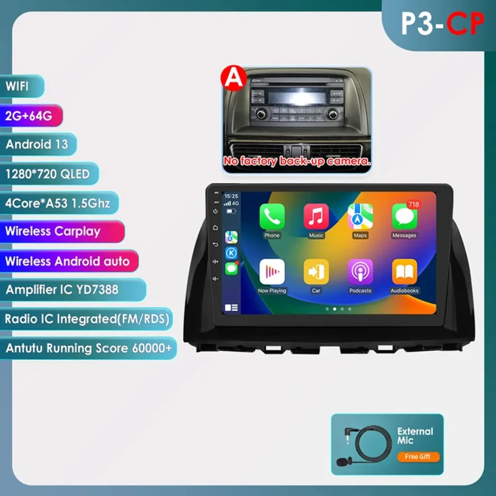 Système de Navigation GPS Autoradio Android 12 Multimédia 2G 64G-P3CP - 2