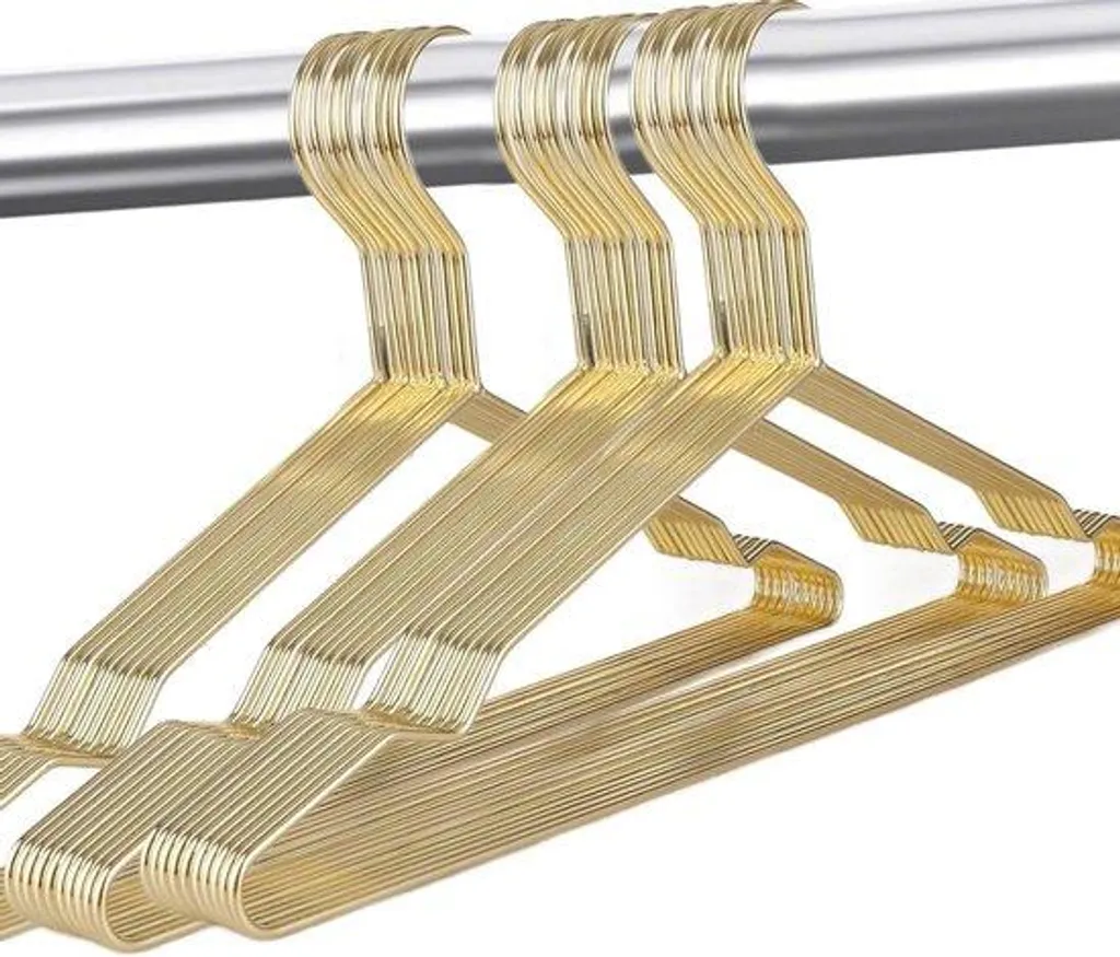 Pinces de suspension dorées 40 cm - Lot de 30 cintres fil de fer fins