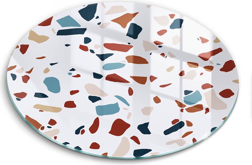 Glasschneideplatte - Herdabdeckplatte - fi30 cm -Schneidebrett - Spritzschutz - Dekorativer Stein